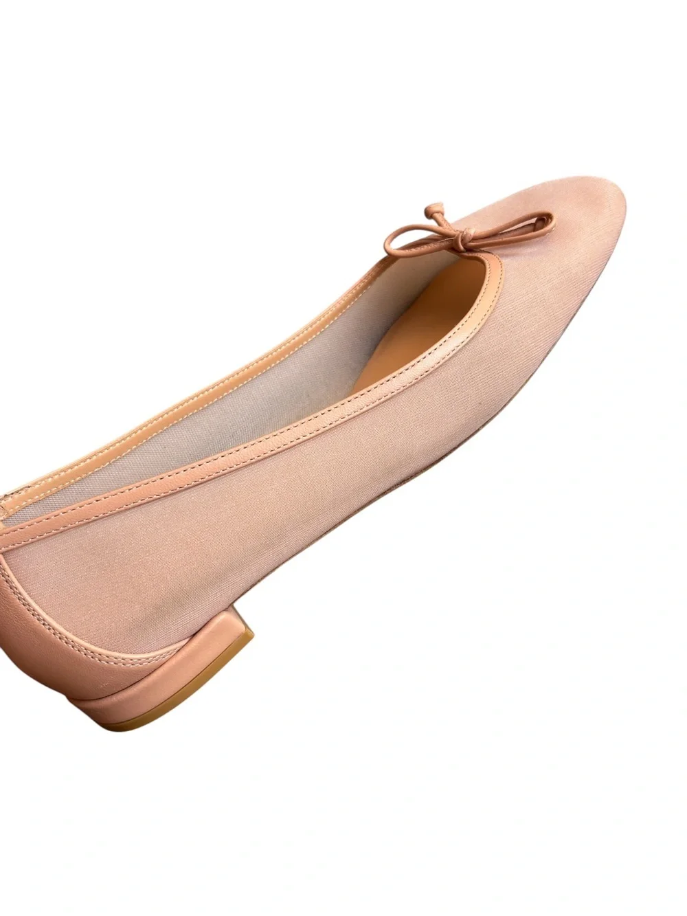 Stuart Weitzman Arabella Sheer Mesh Nude Ginger Blush Bow Ballet Flats Size 9